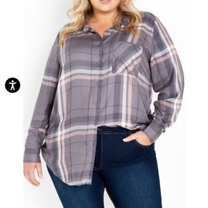 Avenue size 22/24 grey and pink Checkered Shirt